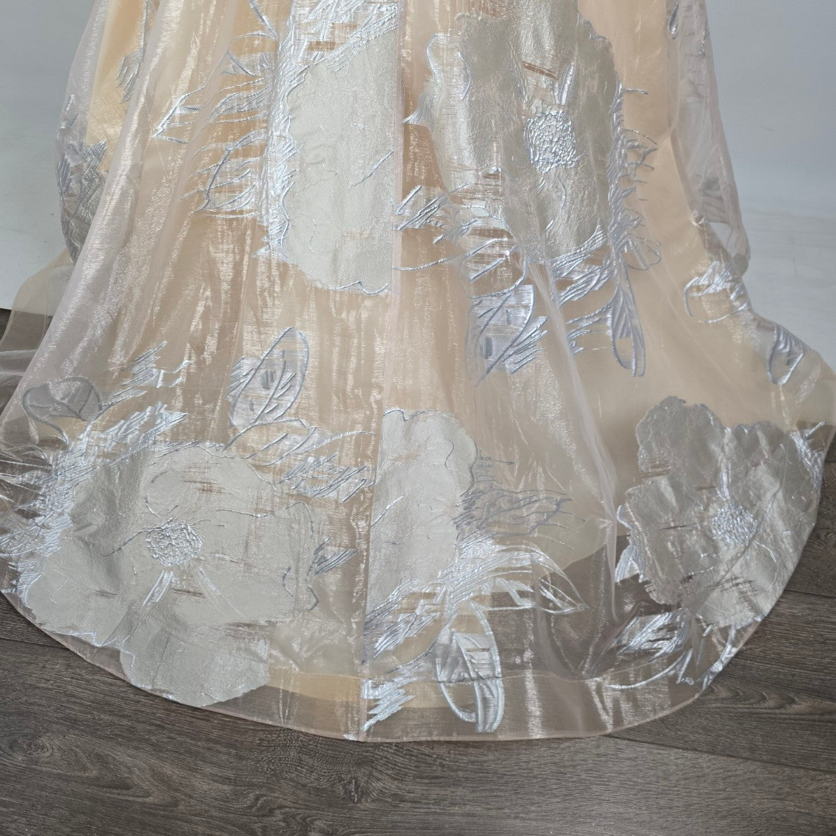 Azure Champagne & Gold Tulle Hem Eventwear Gown Size 12 Style A8056