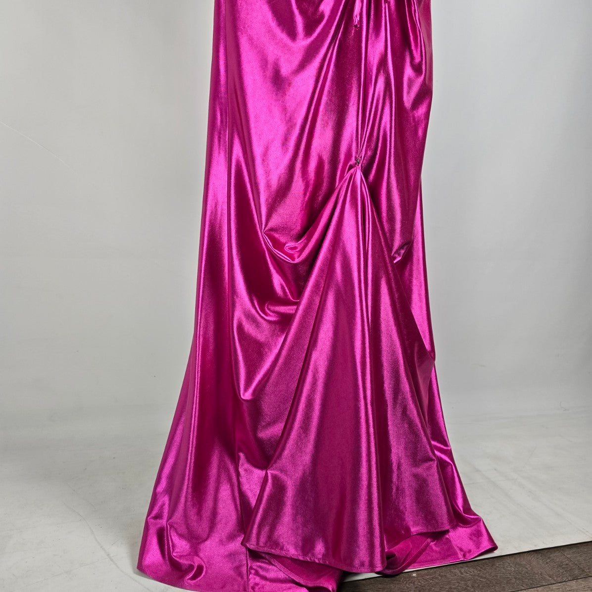 Mori Lee Pink Lace Bodice High Slit Gown Size 14