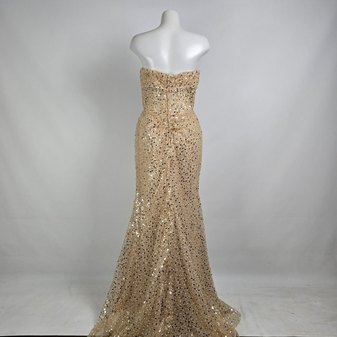 Morilee Gold Sequins & Pearl Eventwear Gown Size 12 Style 49117