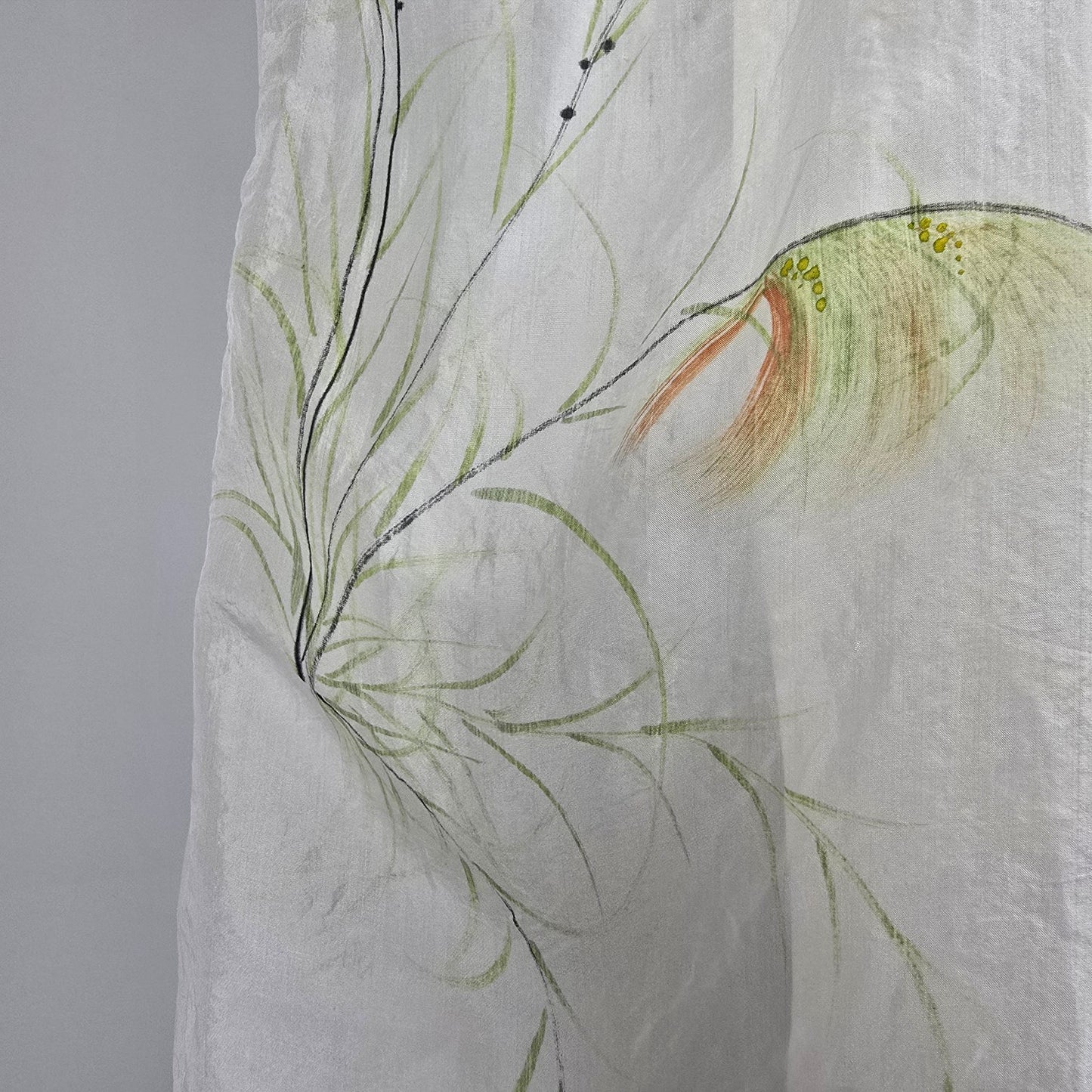Vintage White Silk Hand Painted Robe Size L