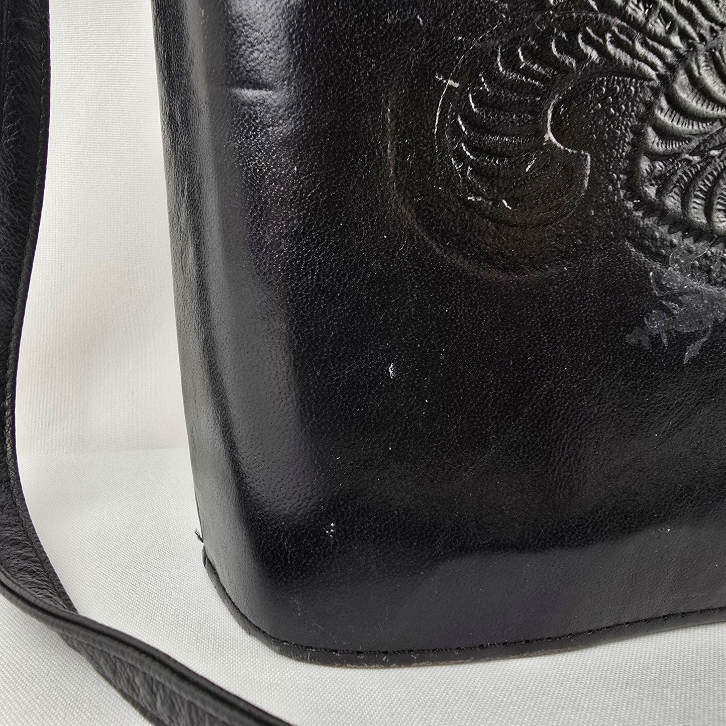Vintage Made In Mexico Black Embossed Leather Purse