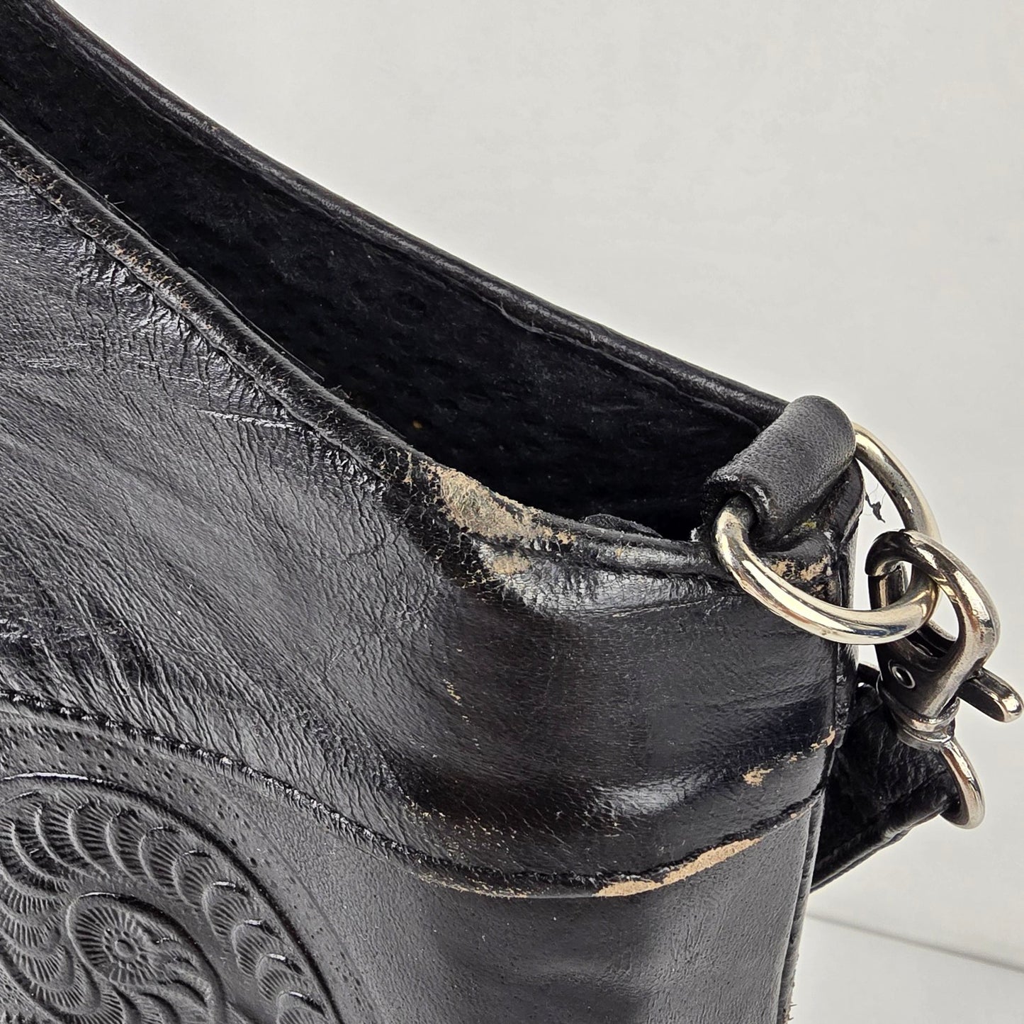 Vintage Made In Mexico Black Embossed Leather Purse