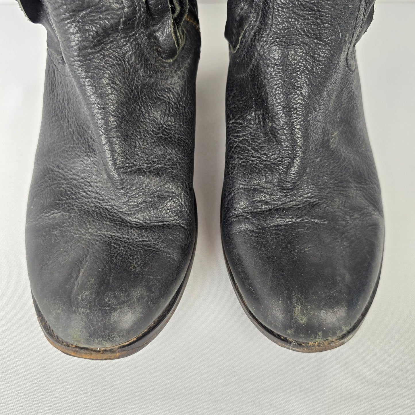 Sheridan Mia Anthropologie Black Leather Studded Cowboy Boots Size 9