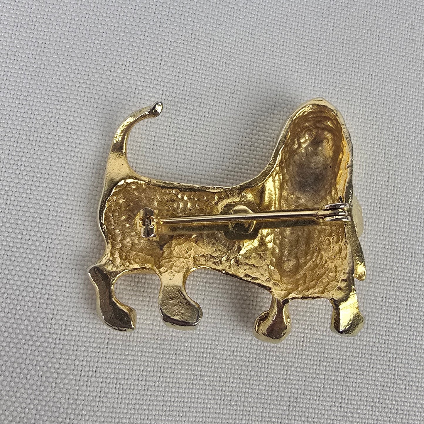 Vintage Gold Tone Basset Hound Dog Brooch