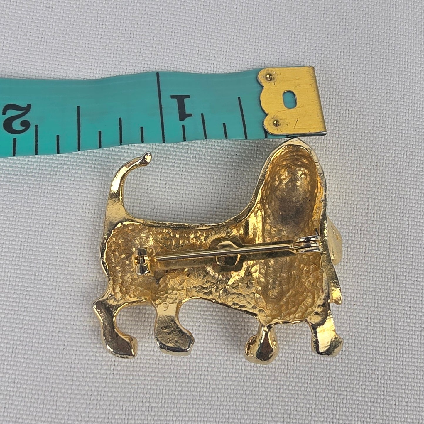 Vintage Gold Tone Basset Hound Dog Brooch