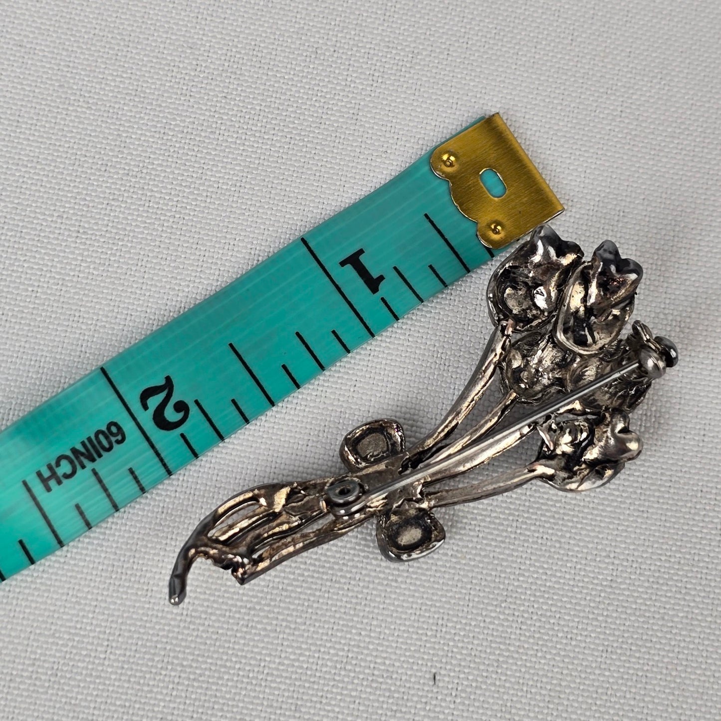 Vintage Rose Bouquet Silver Brooch