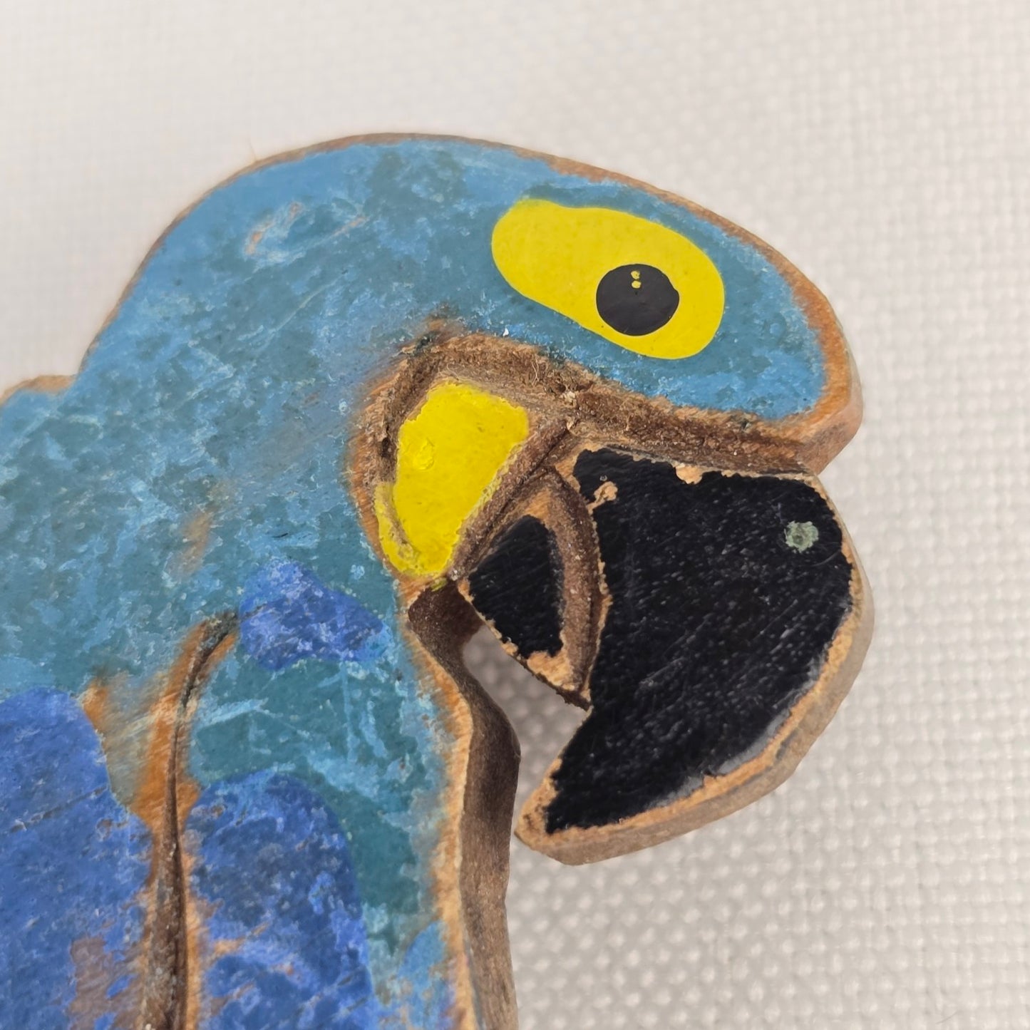 Vintage Handmade Wood Painted Parrot Brooch