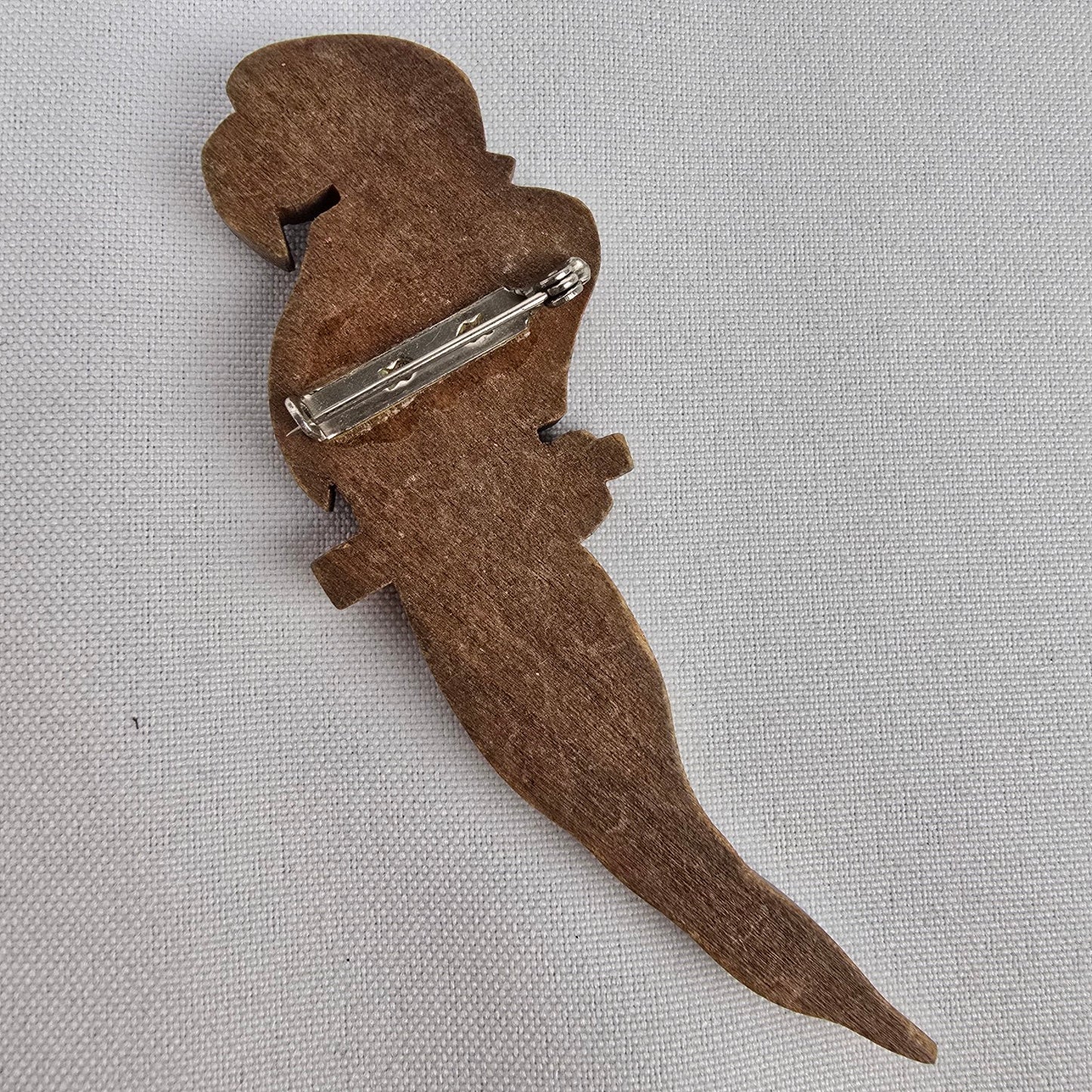 Vintage Handmade Wood Painted Parrot Brooch