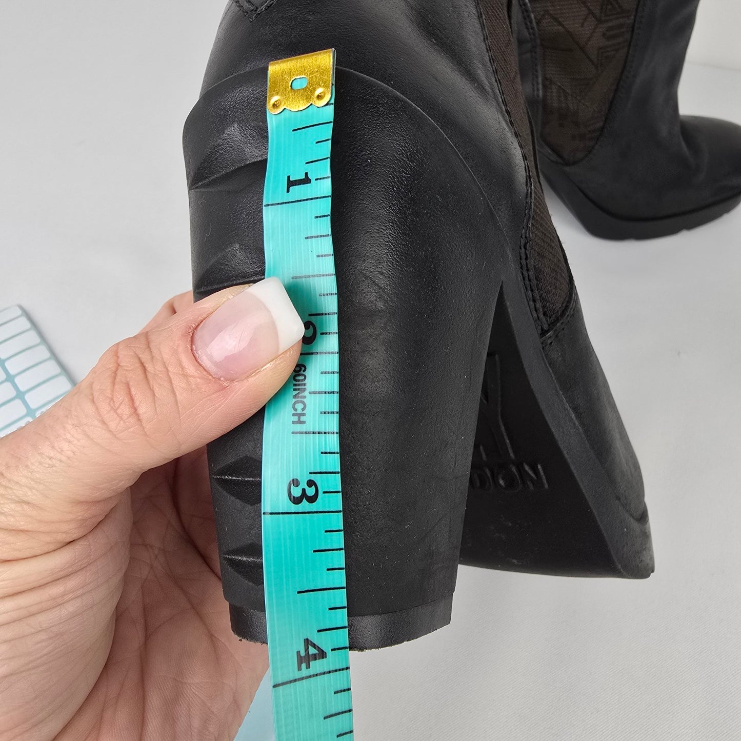 Fly London Black Leather Heeled Ankle Boot Size 8