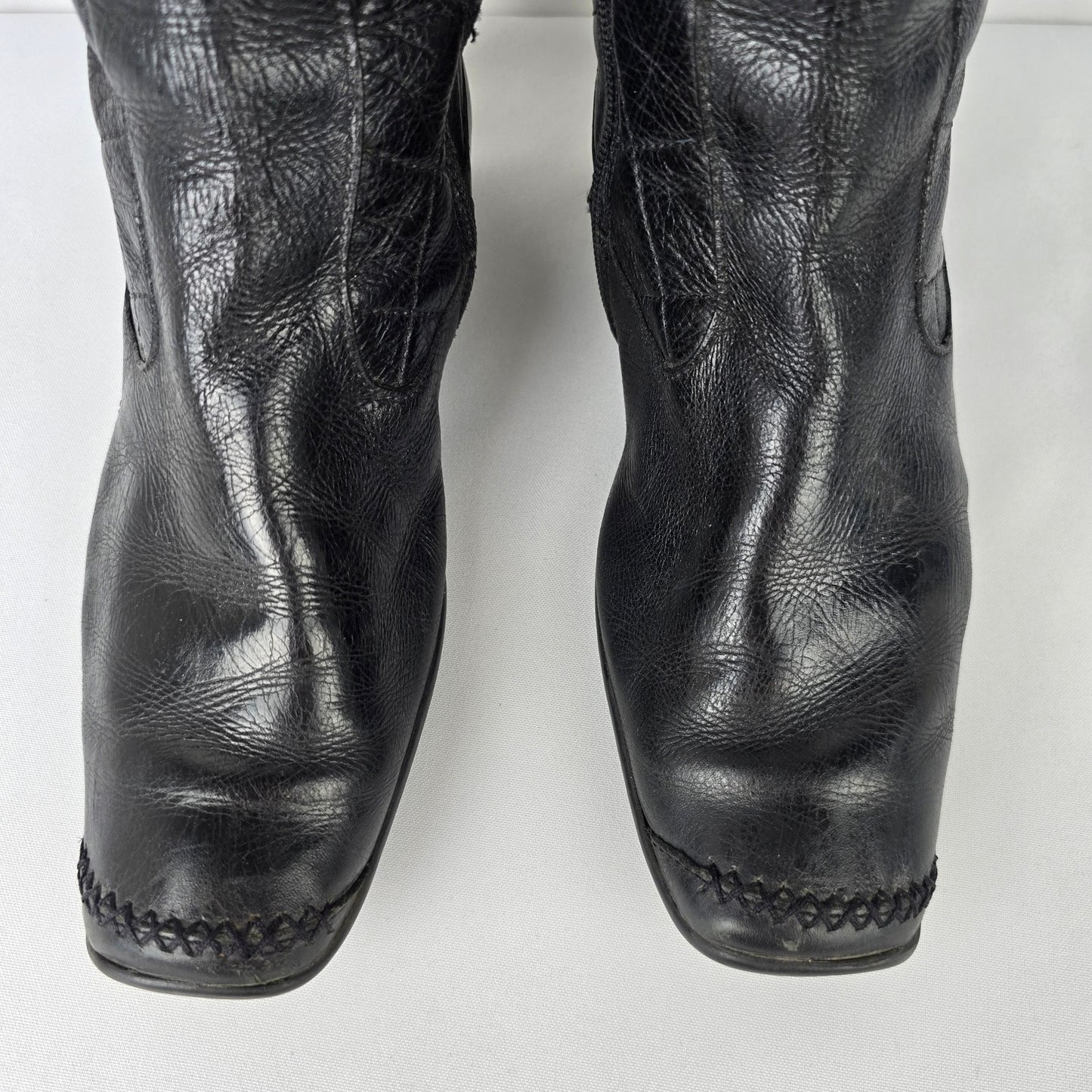 Pikolinos Black Leather Quilted Mid Calf Boots Size 9