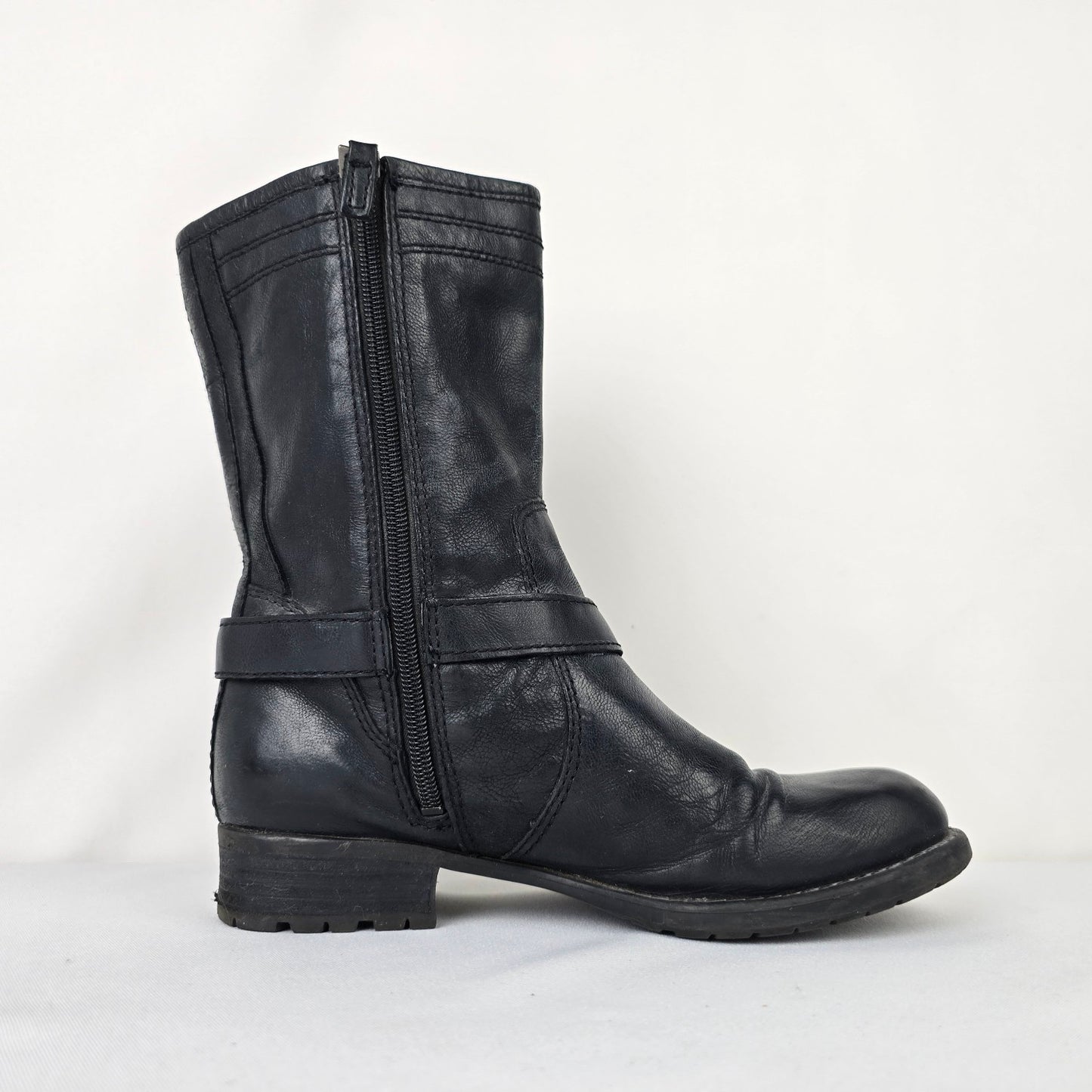 Franco Sarto Black Leather Ankle Boots Size 6.5