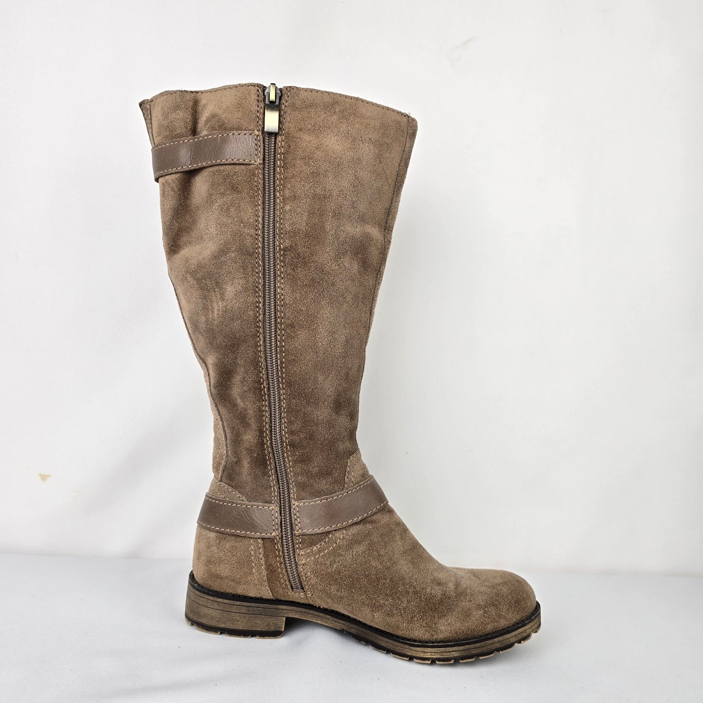 Naturalizer Tanita Taupe Suede Wide Calf Boots Size 6.5