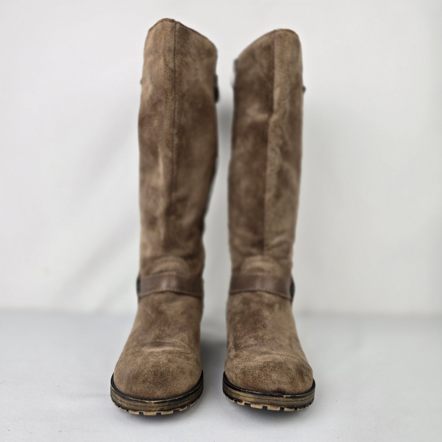 Naturalizer Tanita Taupe Suede Wide Calf Boots Size 6.5