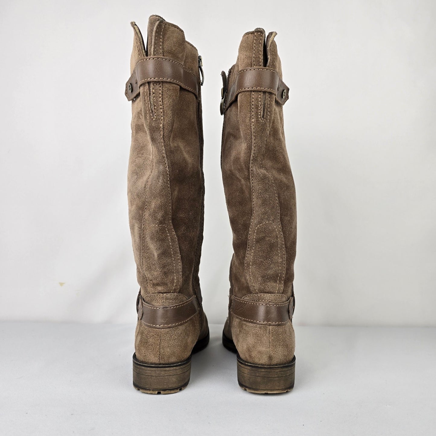 Naturalizer Tanita Taupe Suede Wide Calf Boots Size 6.5