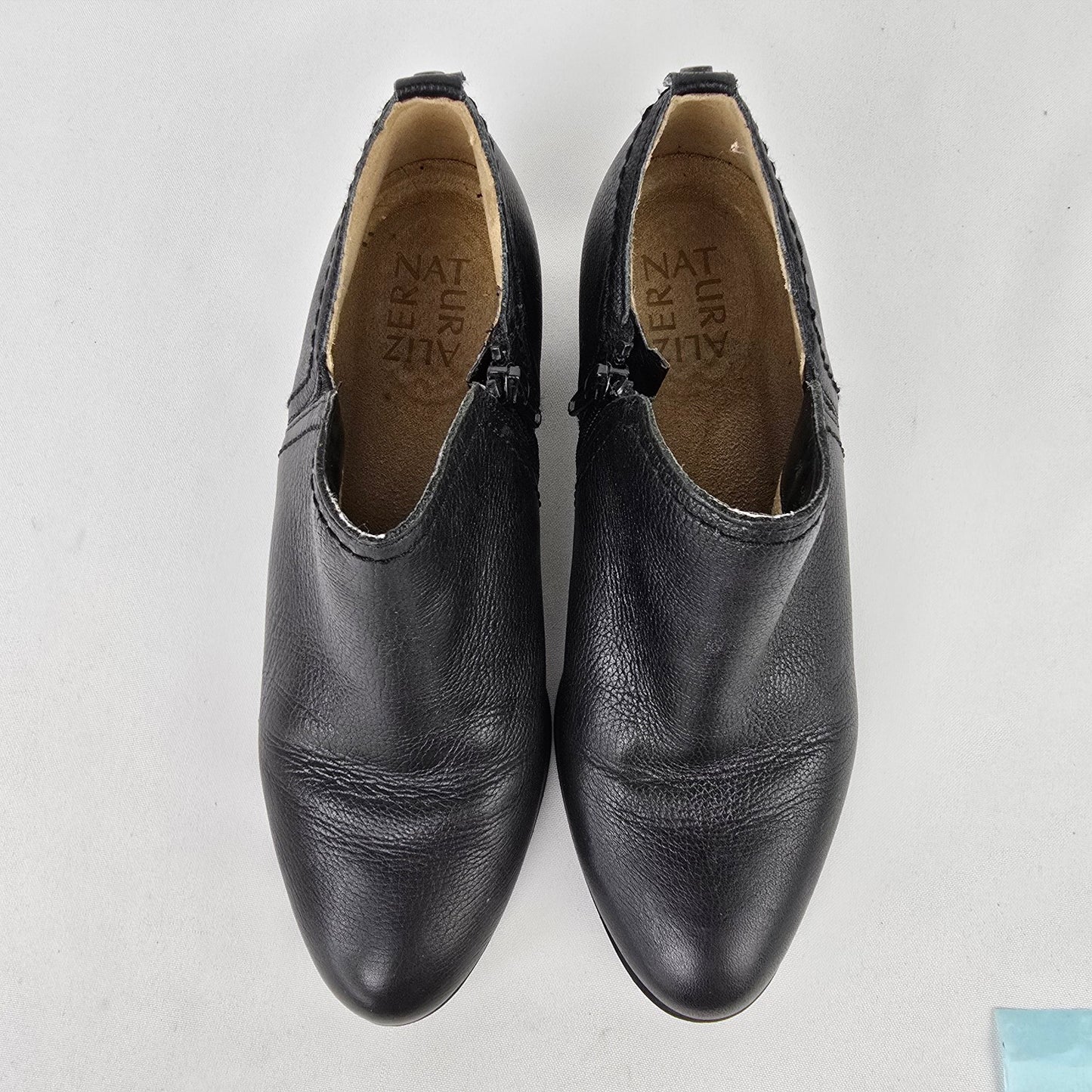 Naturalizer Zarie Black Leather Ankle Boots Size 7