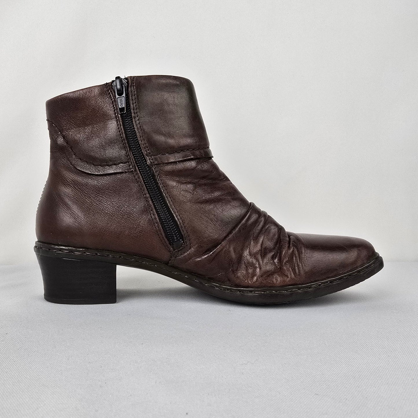 Rieker Brown Leather Ankle Boots Size 8.5