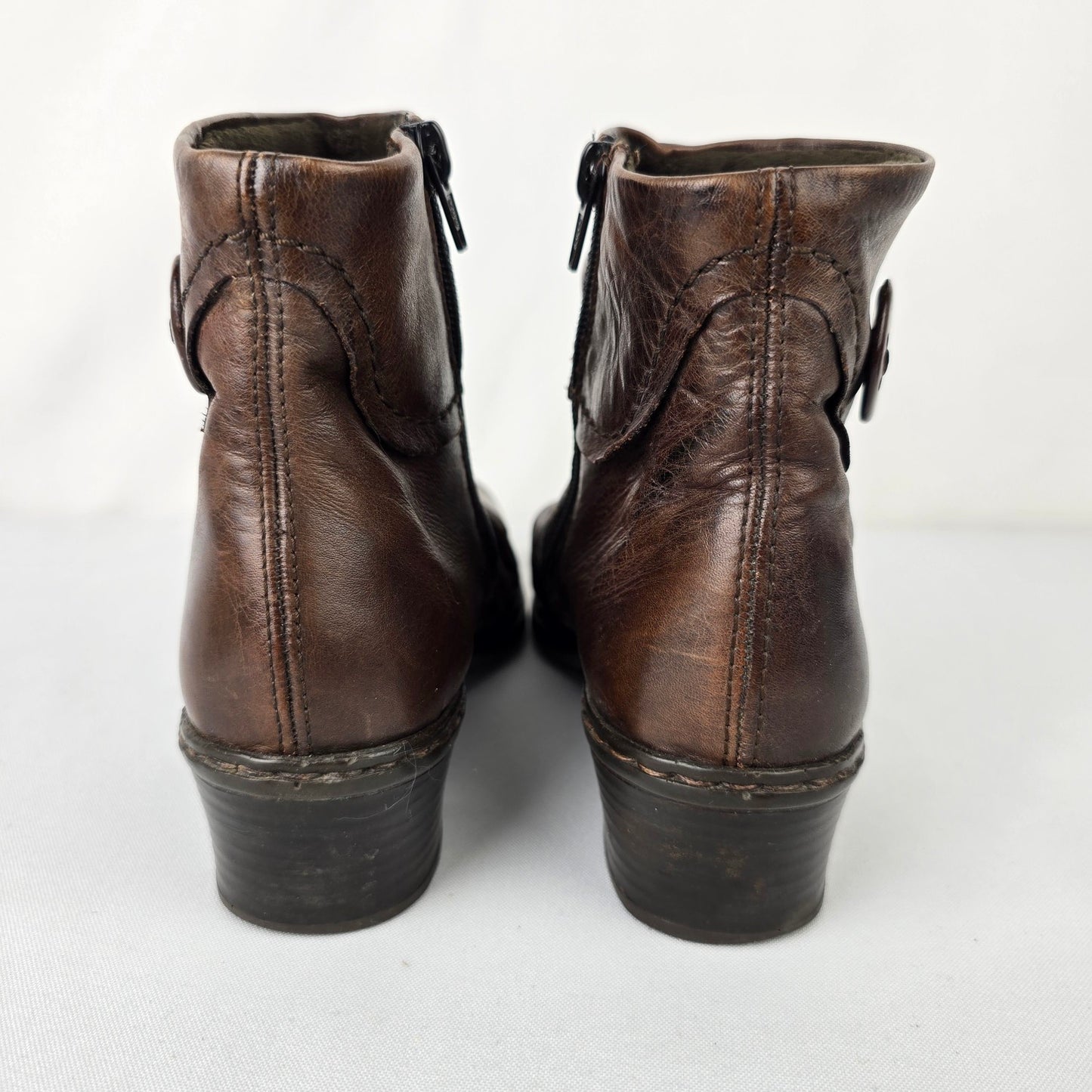 Rieker Brown Leather Ankle Boots Size 8.5