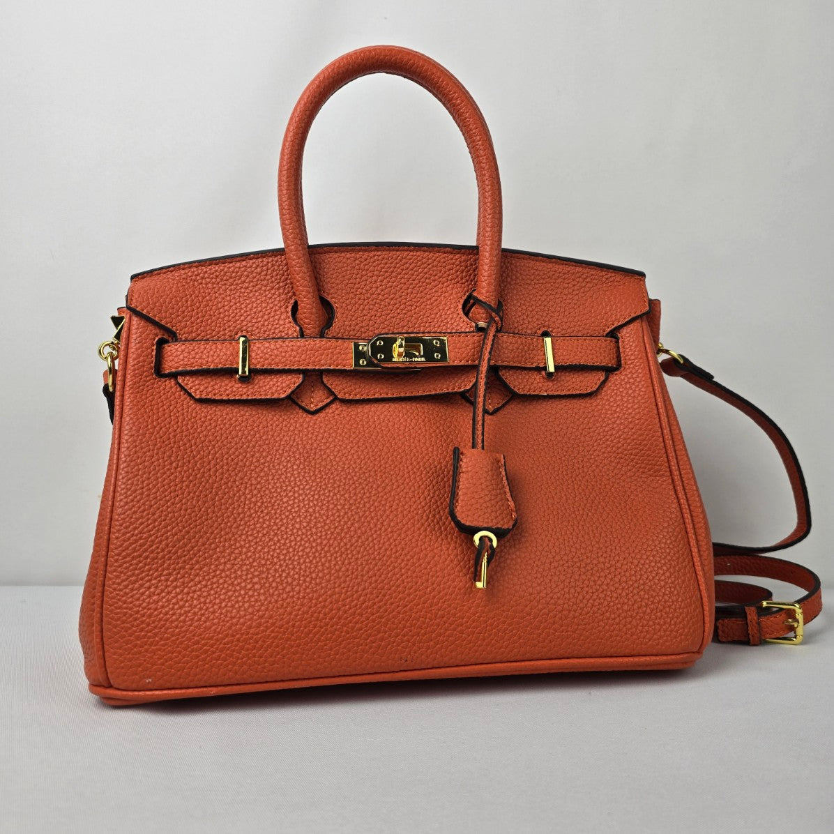 Designer Inspired Orange Top Handle Purse