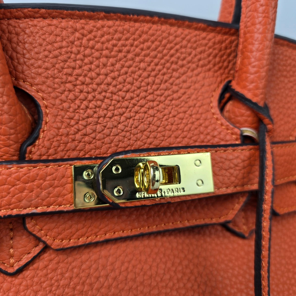 Designer Inspired Orange Top Handle Purse