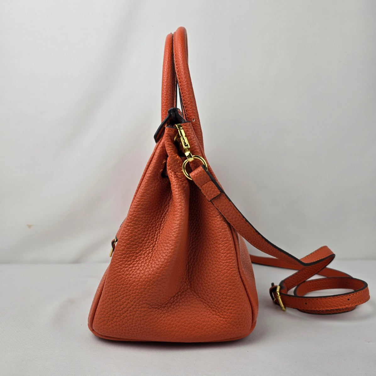 Designer Inspired Orange Top Handle Purse