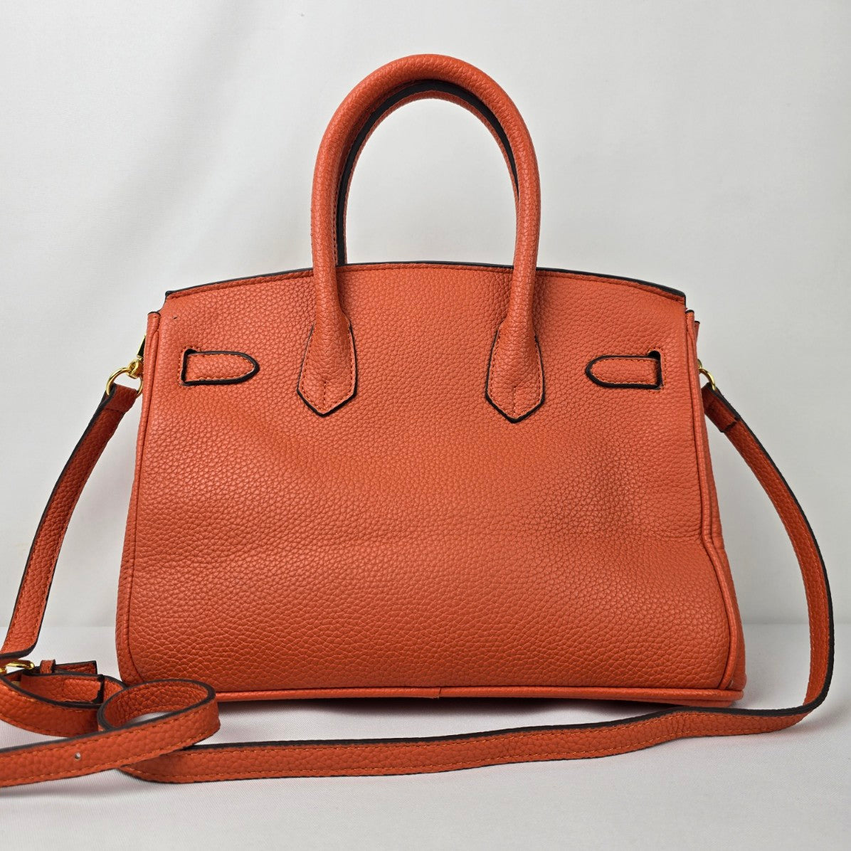 Designer Inspired Orange Top Handle Purse