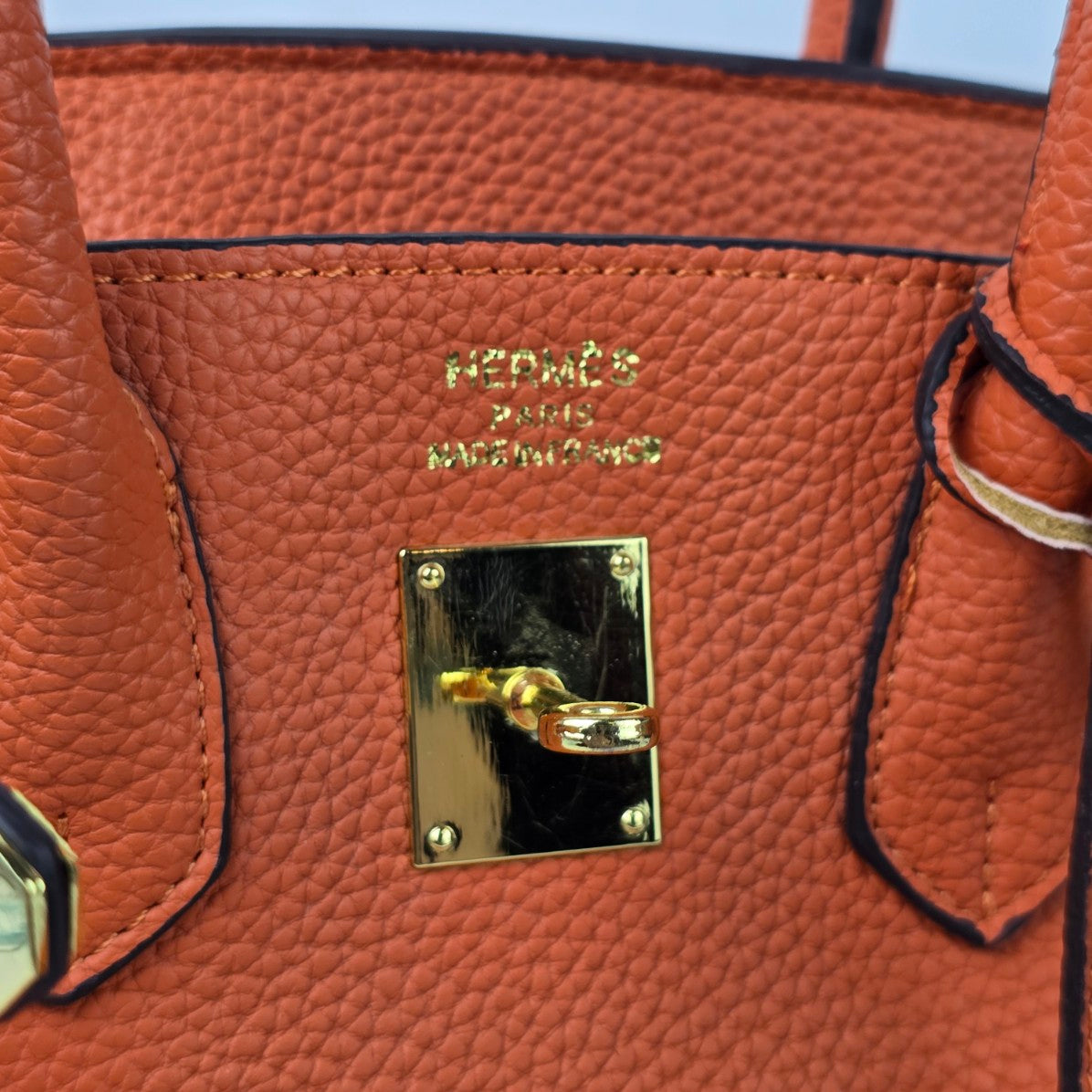 Designer Inspired Orange Top Handle Purse