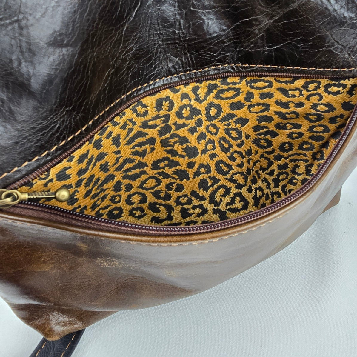 Argentina Brown Embossed Leather Crossbody Purse