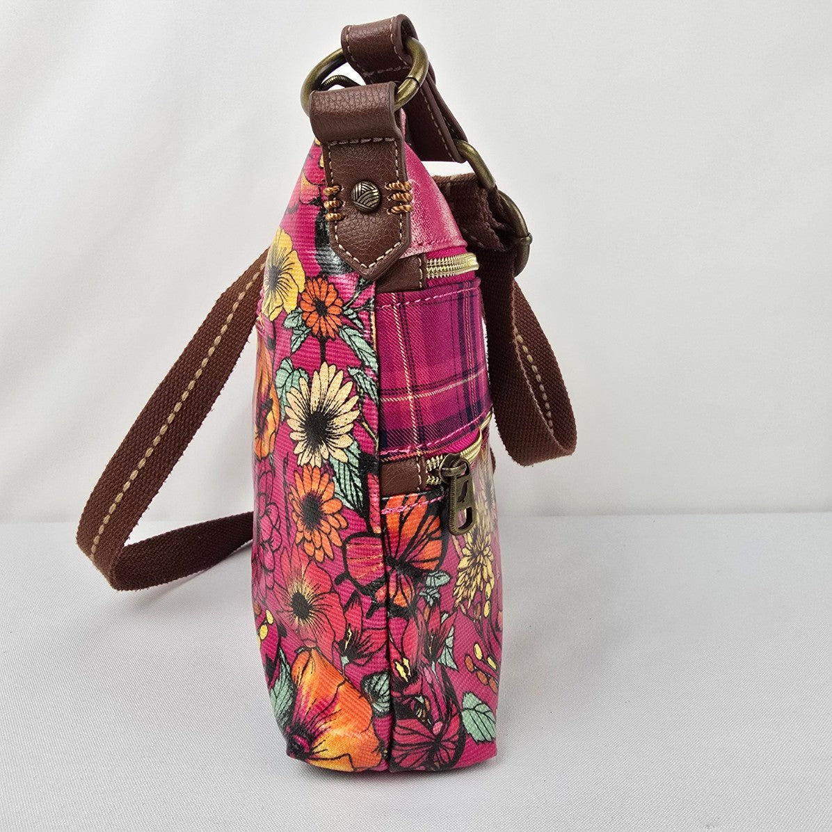 Sakroots Pink Floral Colorful Crossbody Purse