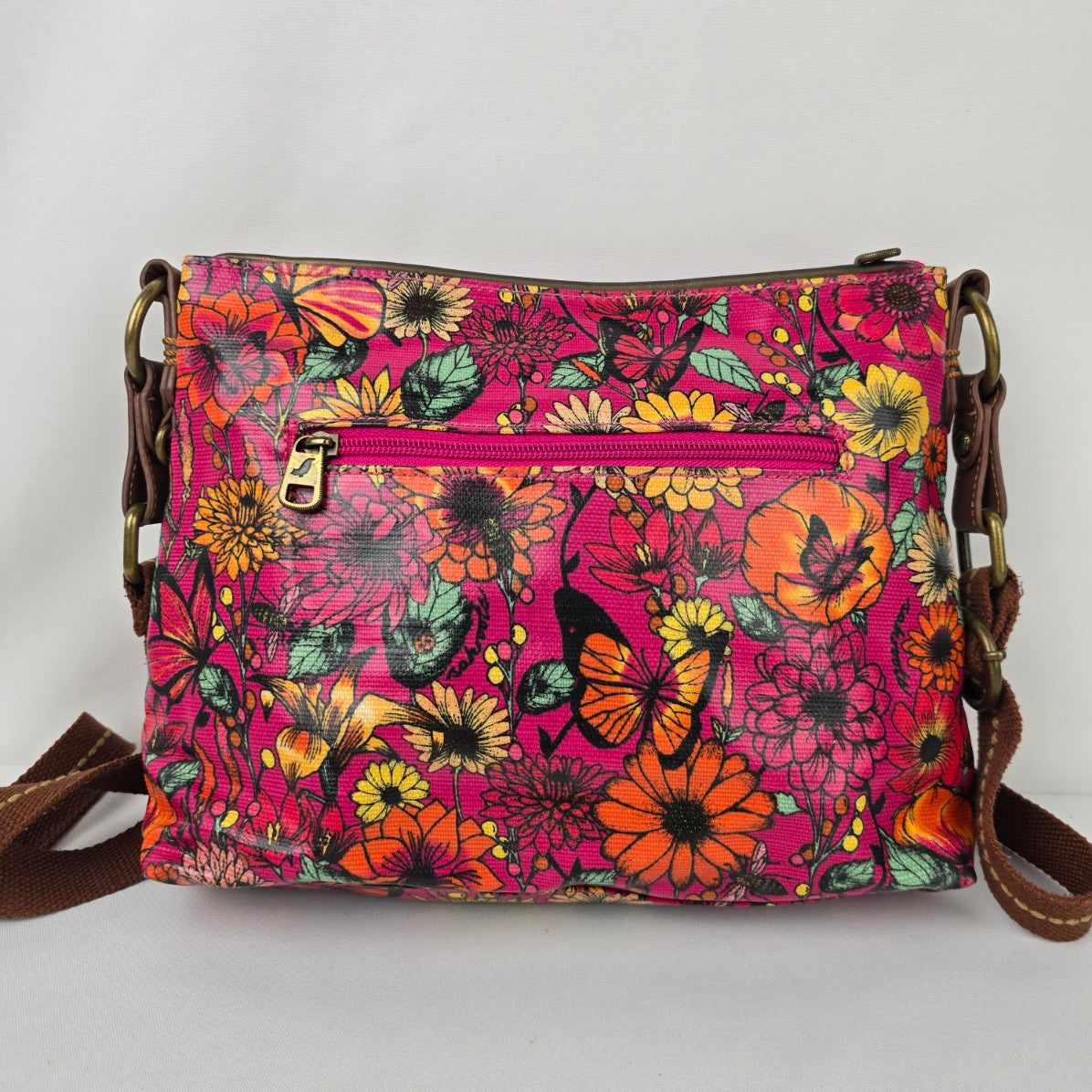 Sakroots Pink Floral Colorful Crossbody Purse