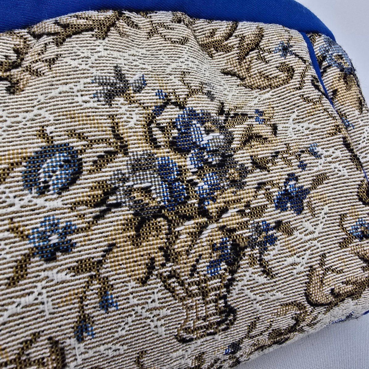 Vintage Tapestry Blue Floral Clutch Purse