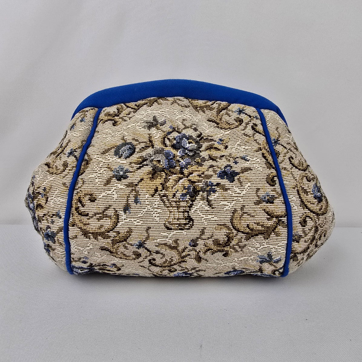 Vintage Tapestry Blue Floral Clutch Purse