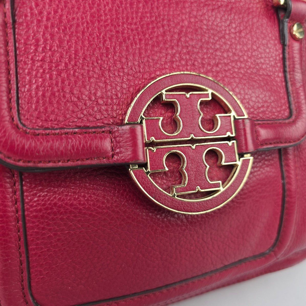 TORY BURCH Amanda Red Leather Small Tote Bag Purse