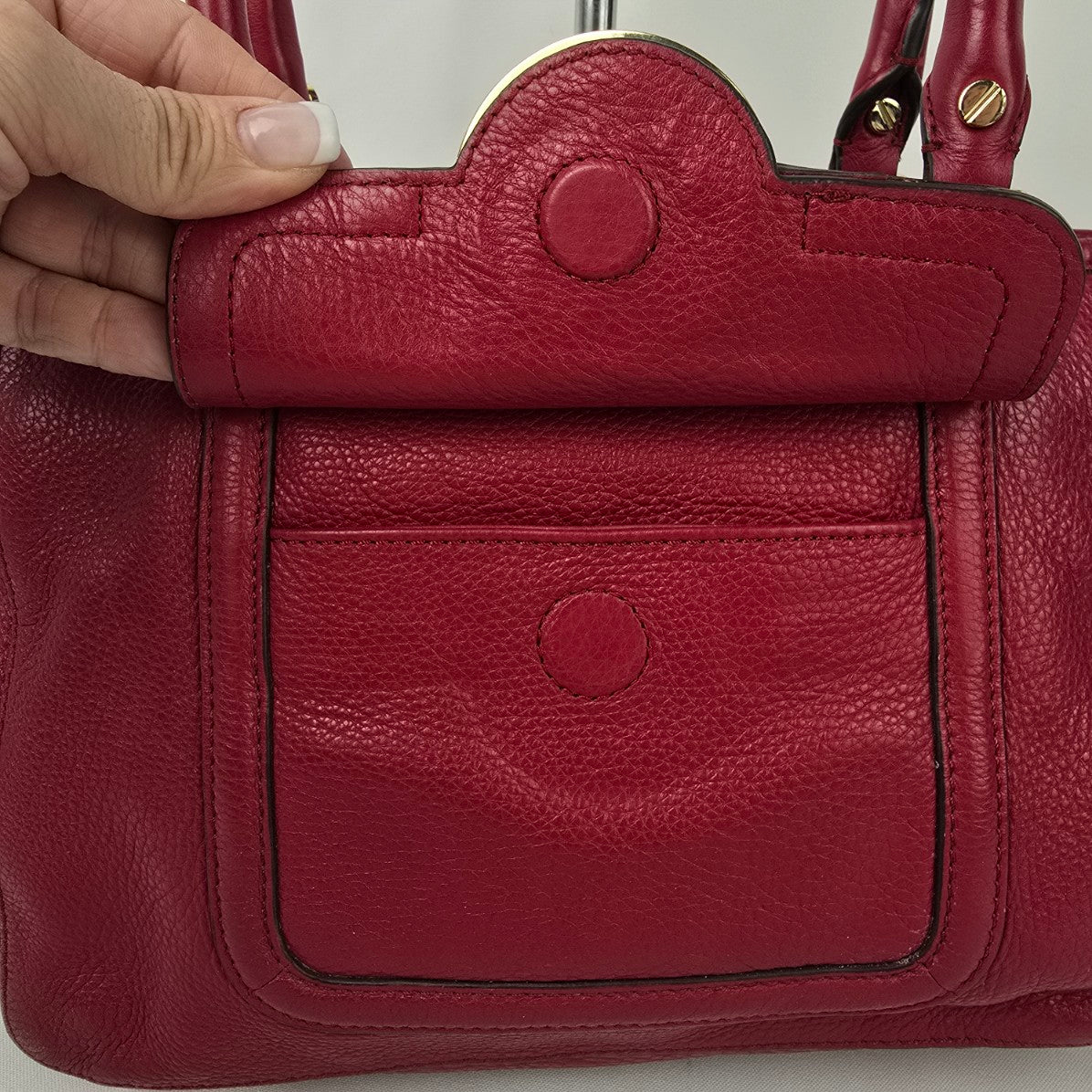 TORY BURCH Amanda Red Leather Small Tote Bag Purse