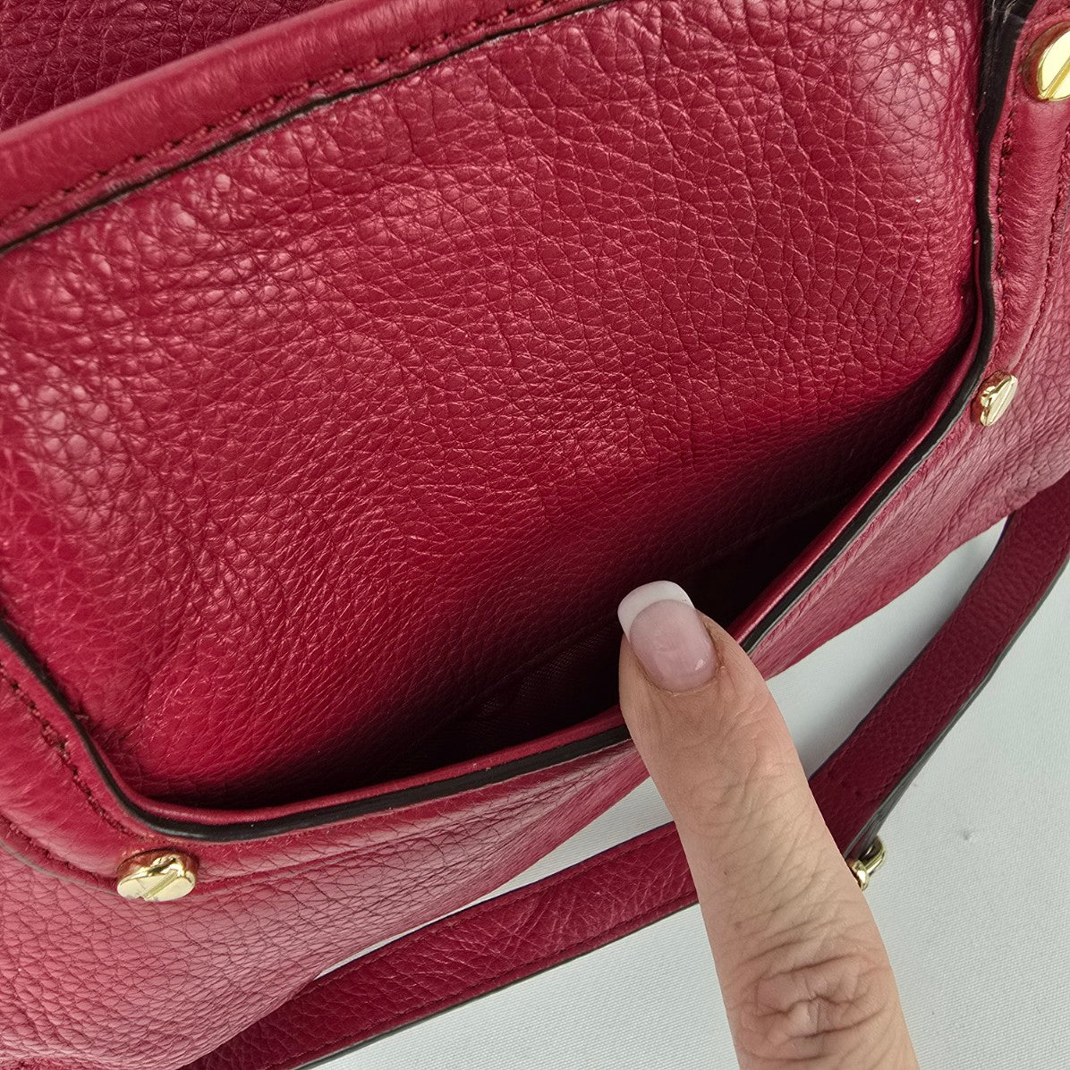 TORY BURCH Amanda Red Leather Small Tote Bag Purse