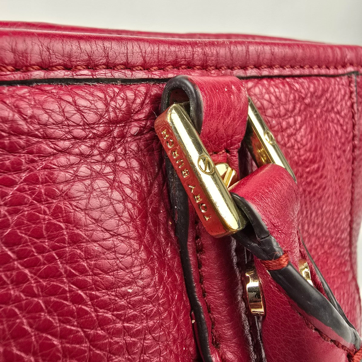 TORY BURCH Amanda Red Leather Small Tote Bag Purse