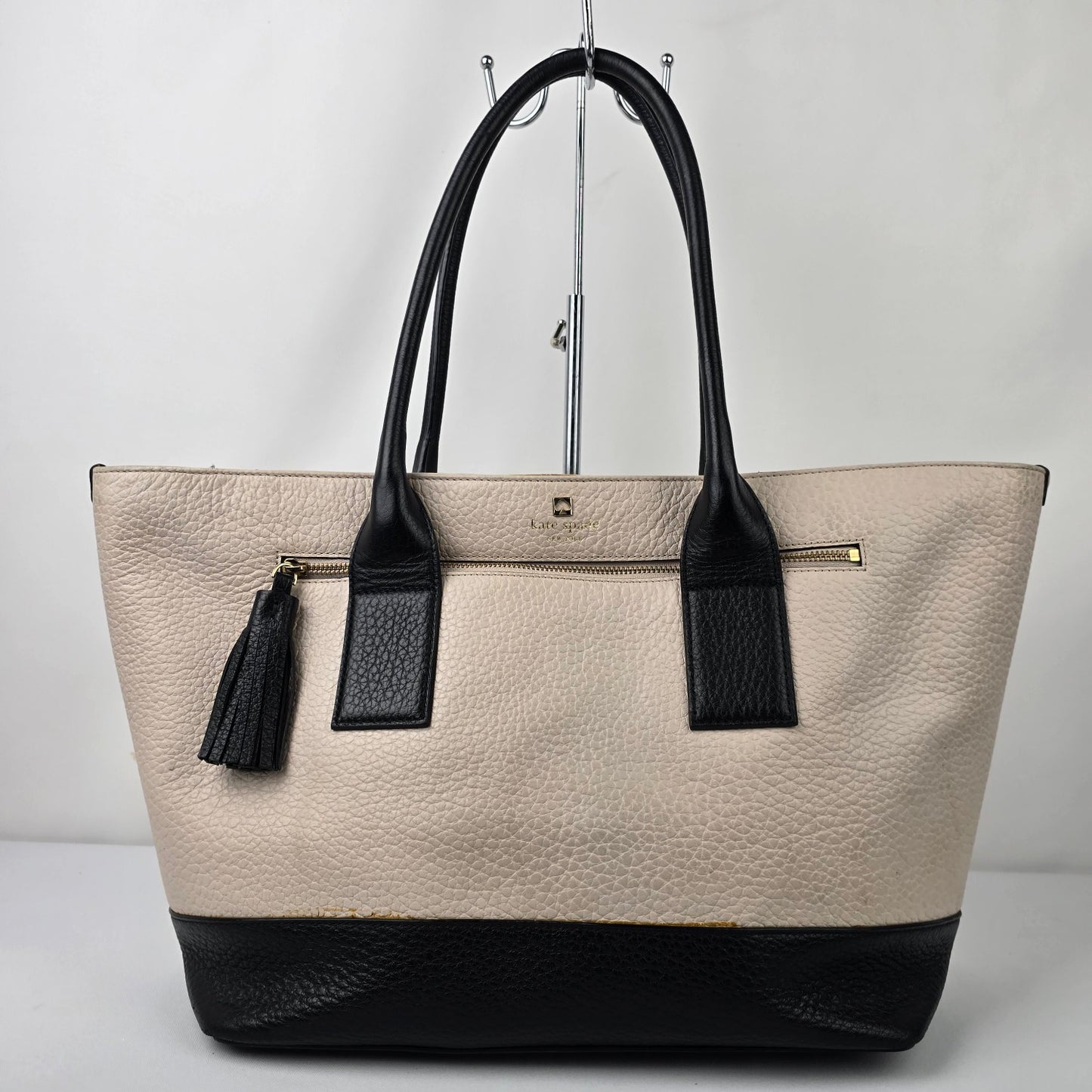 Kate Spade Southport Ave Harmony Black & Cream Leather Tote Bag