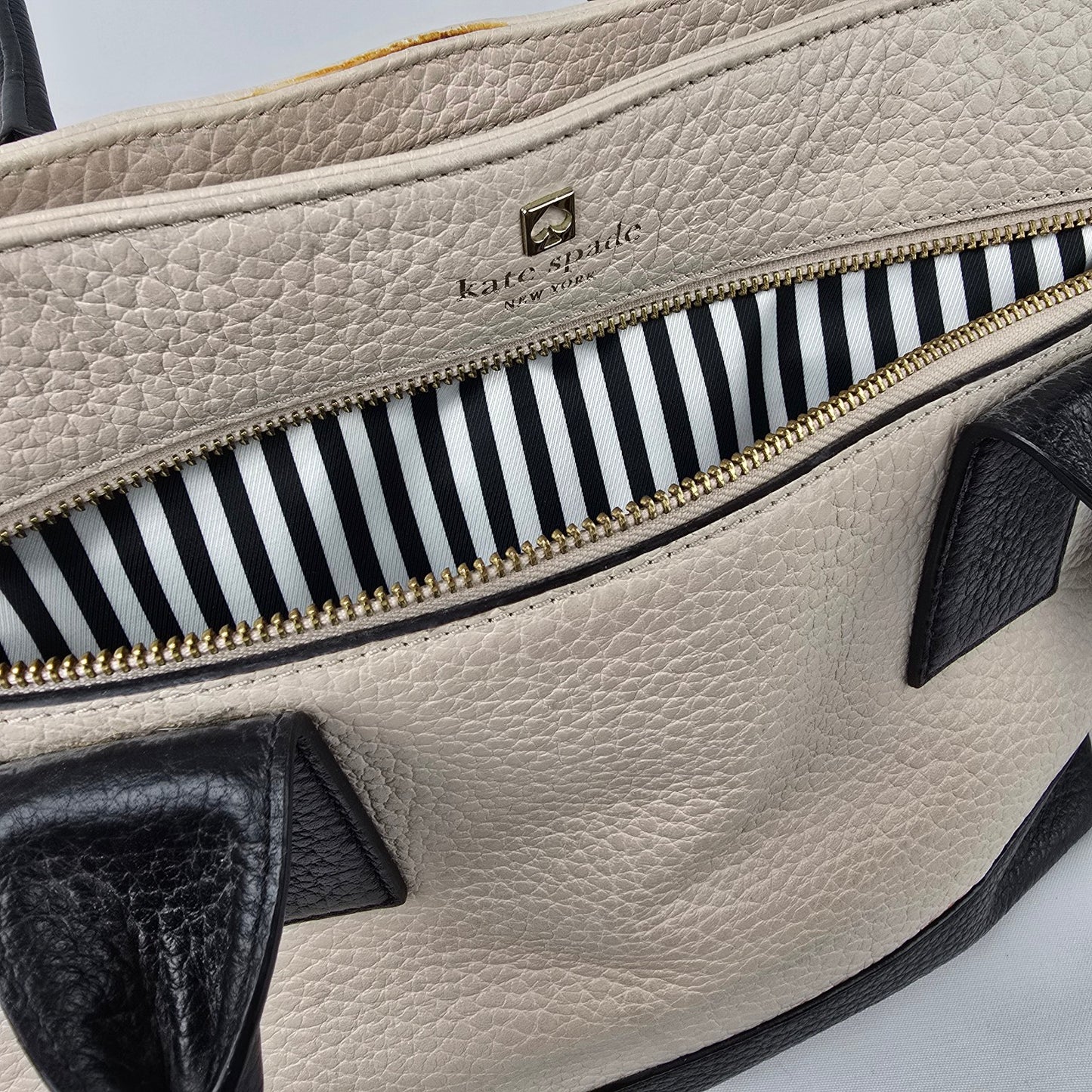 Kate Spade Southport Ave Harmony Black & Cream Leather Tote Bag