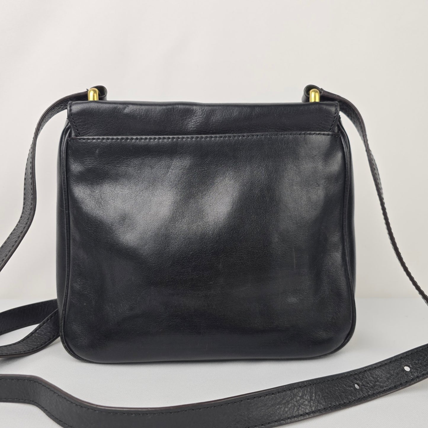 Fossil Black & Gold Leather Crossbody Purse