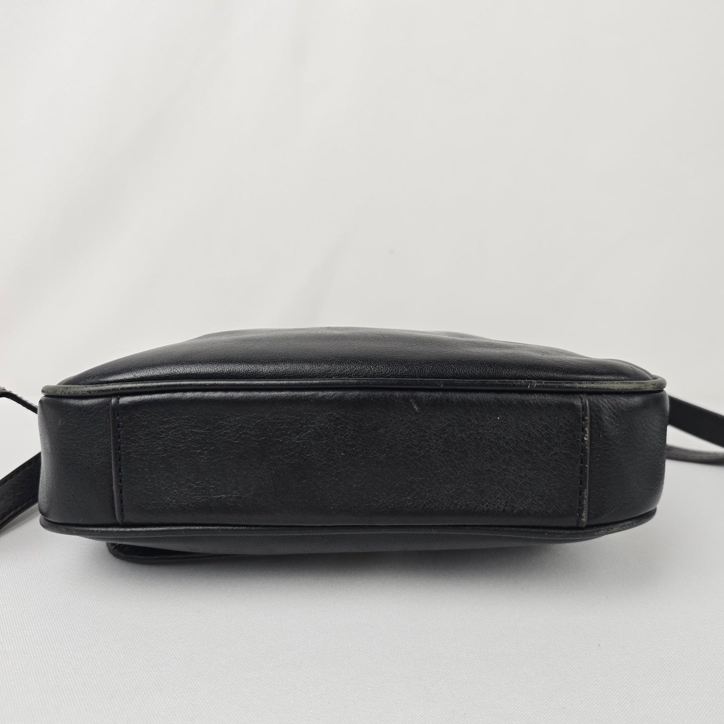 Fossil Black & Gold Leather Crossbody Purse