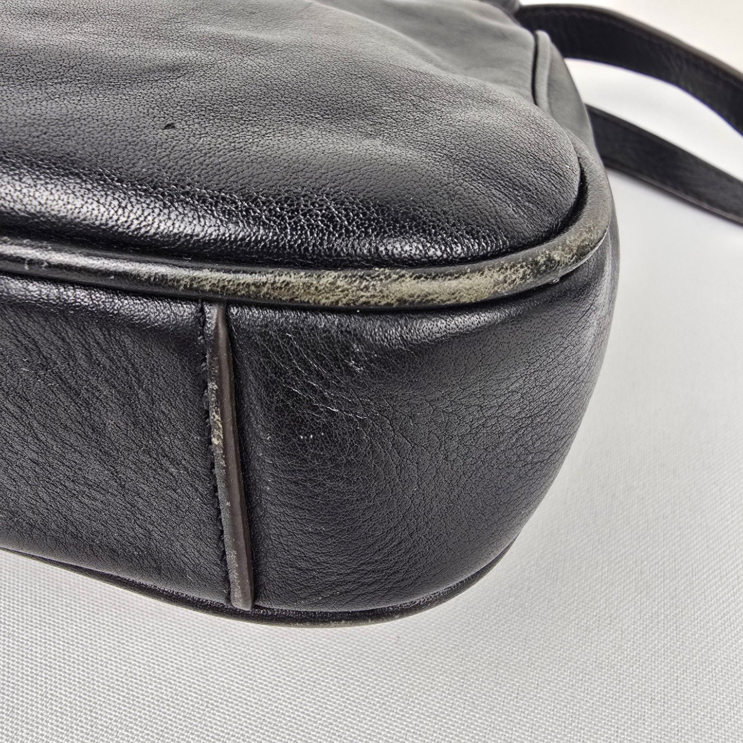 Fossil Black & Gold Leather Crossbody Purse
