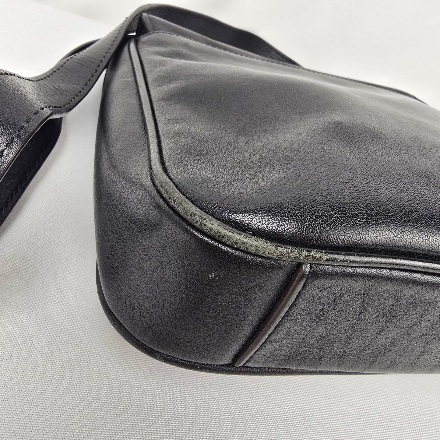 Fossil Black & Gold Leather Crossbody Purse