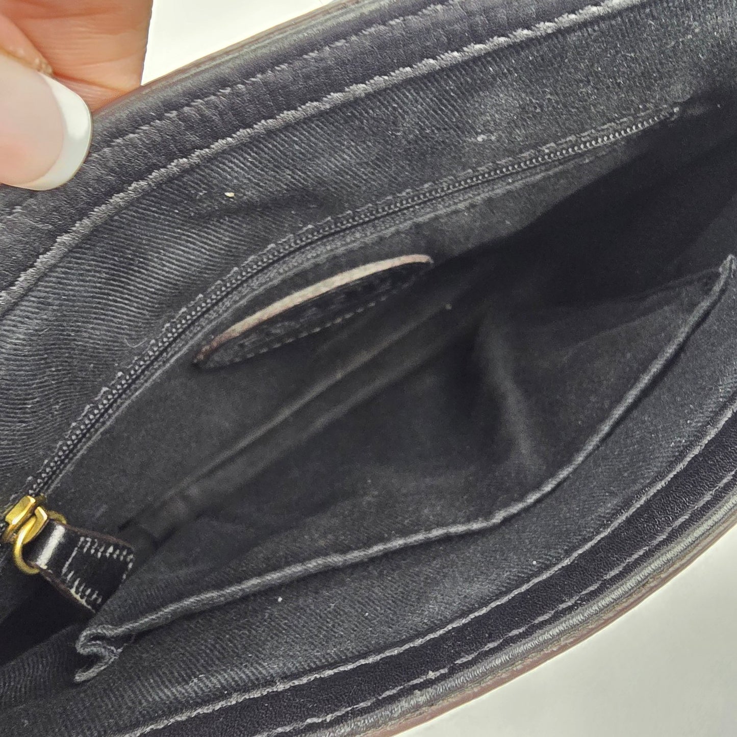 Fossil Black & Gold Leather Crossbody Purse