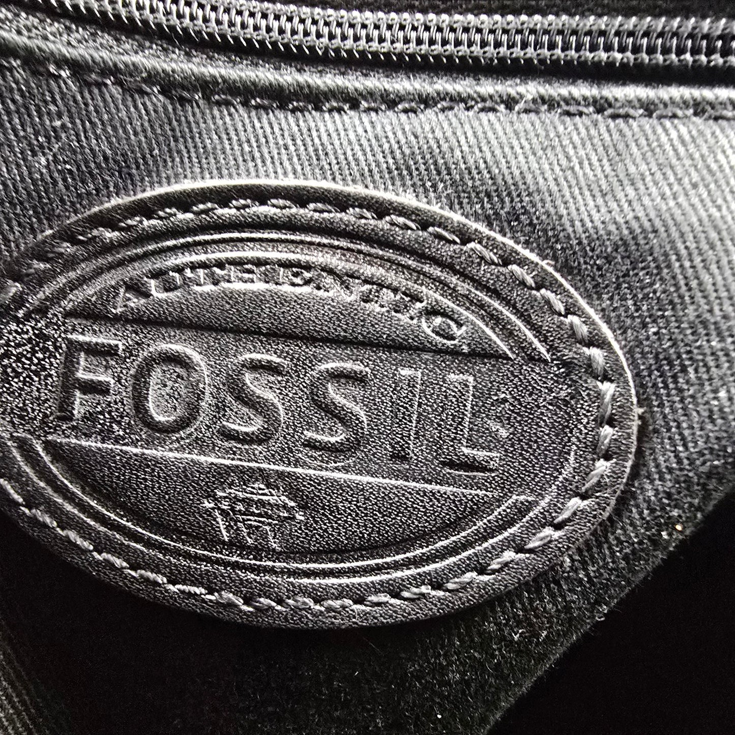 Fossil Black & Gold Leather Crossbody Purse