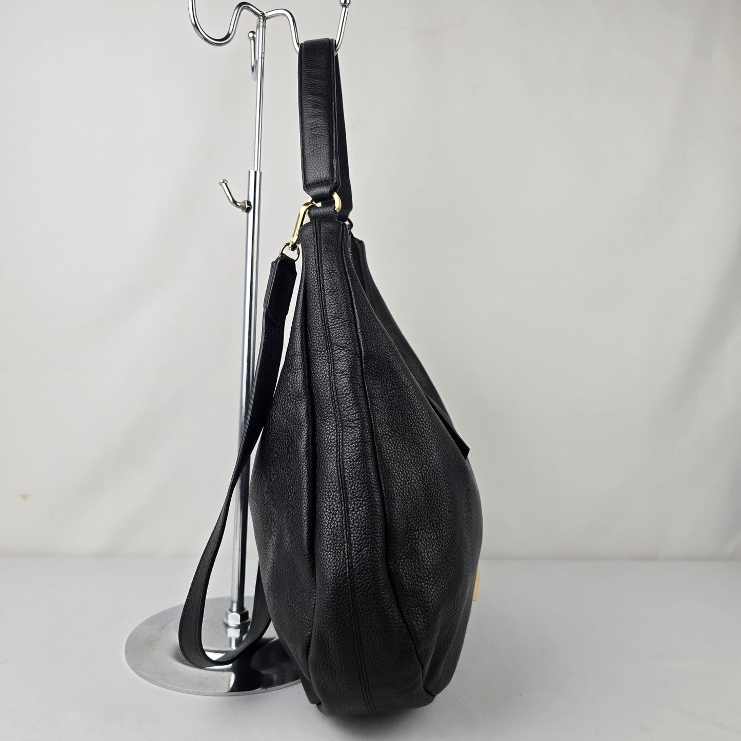 Lodis Black Leather Hobo Shoulder Bag Purse