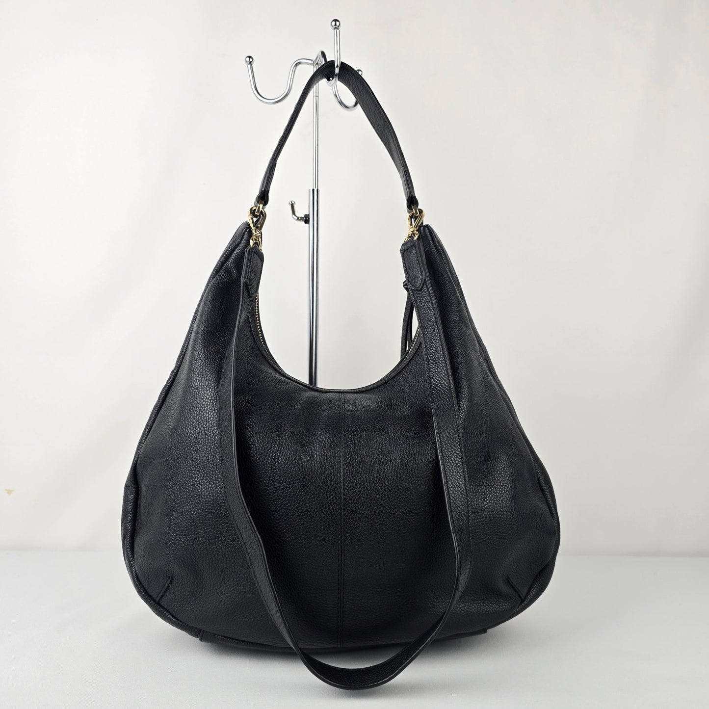 Lodis Black Leather Hobo Shoulder Bag Purse