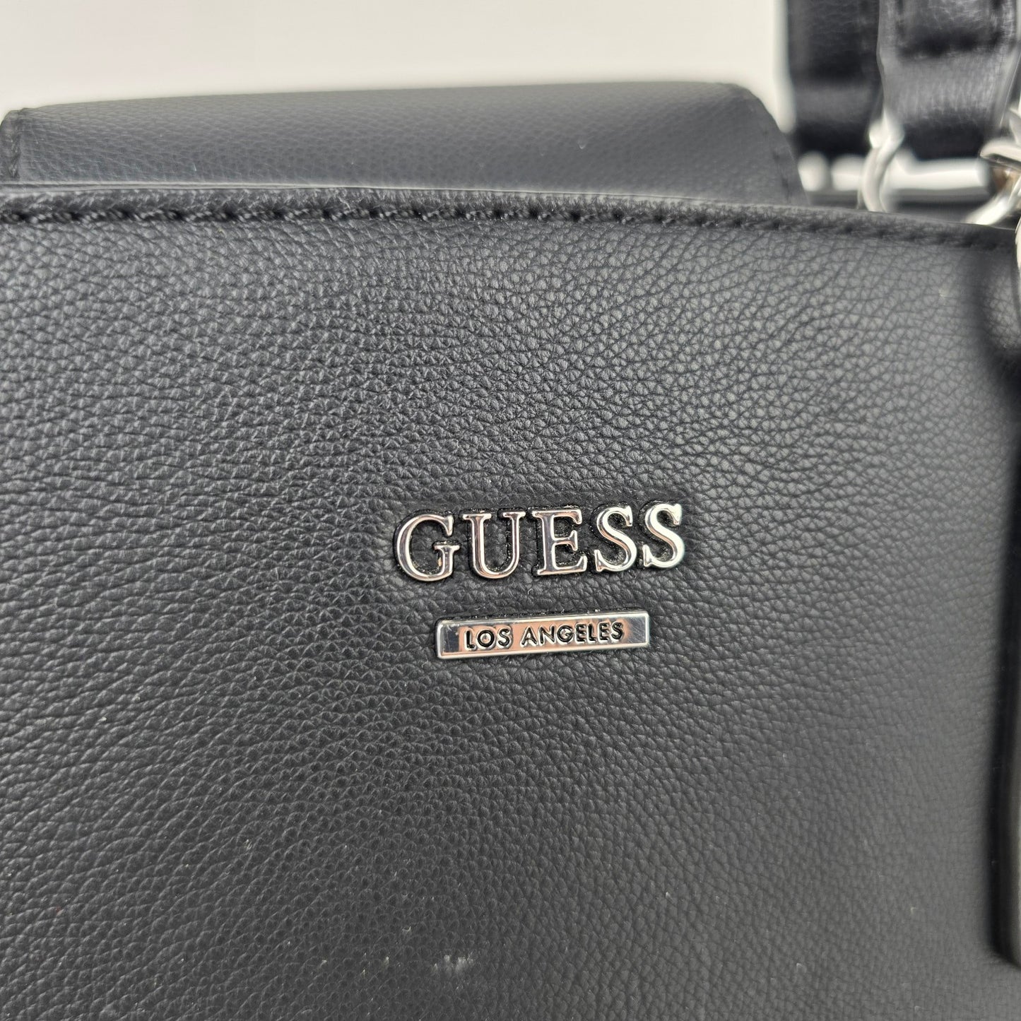 Guess Black Vegan Leather Satchel Purse