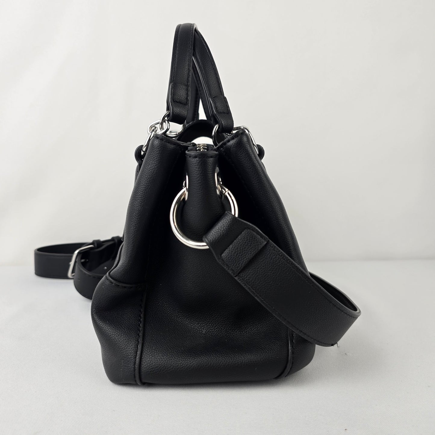 Guess Black Vegan Leather Satchel Purse