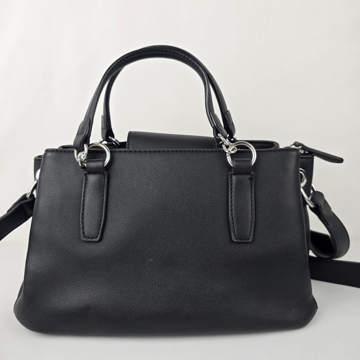 Guess Black Vegan Leather Satchel Purse