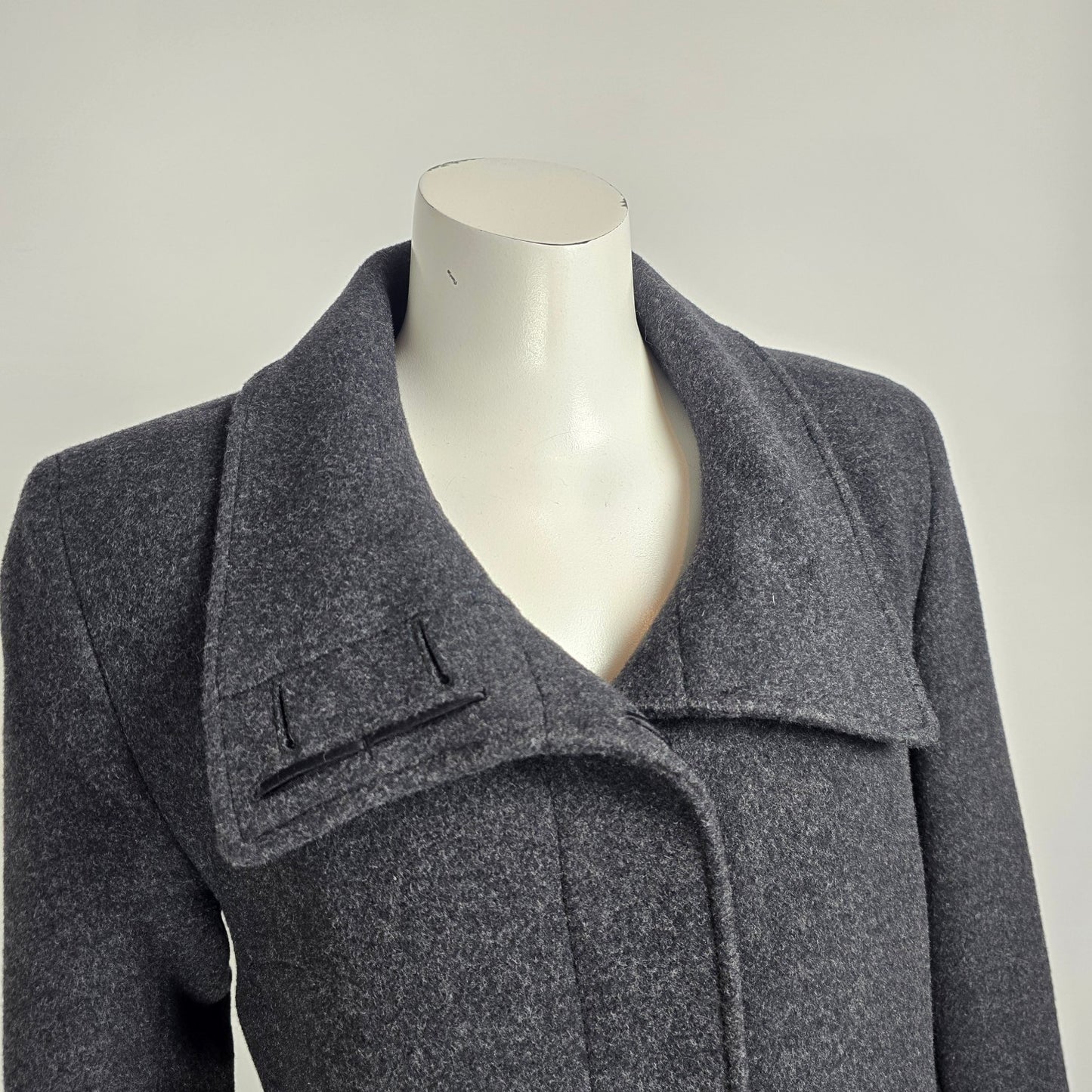 Mallia Grey Wool & Cashmere Long Jacket Size 8
