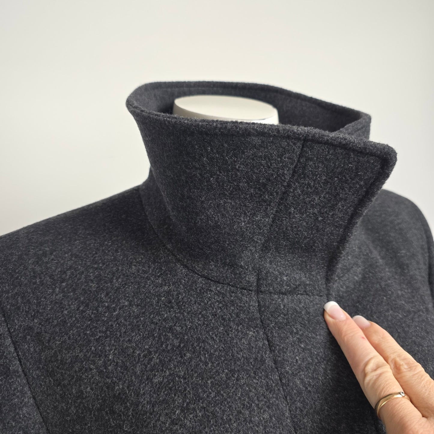 Mallia Grey Wool & Cashmere Long Jacket Size 8